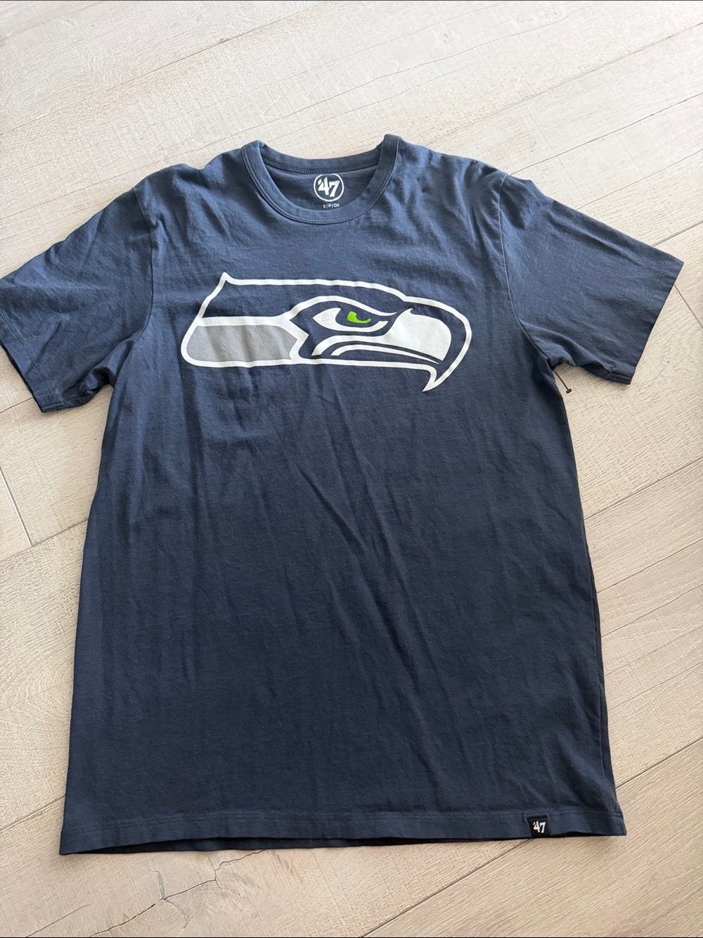 47 Brand Navy Seattle Seahawks Graphic Tee with Lime Accent